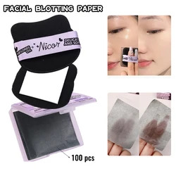 100 Pieces Of Bamboo Charcoal Matte Oil-Absorbing Paper Portable Mirror Breathable Cleansing Facial Oil-Control Paper