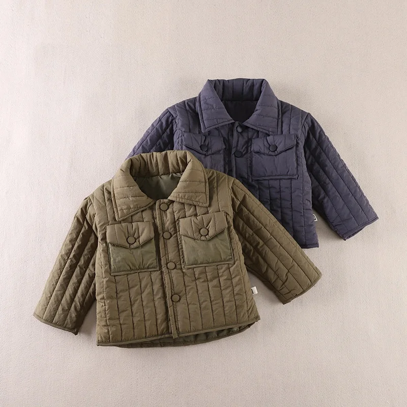 New Children Daily Cotton-padded Jacket For Boys Winter Top Coat Kids Warm Thick Lapel Quilted Coat Kids Causal Outerwear 6M-5Y