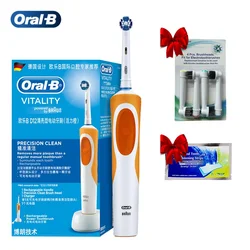 Oral B-D12 Escova De Dentes Elétrica, Escova De Dentes Recarregável De Vitalidade 2D, 1 Recarga com 4 Carvão De Bambu Livre, Cabeças De Escova De Substituição