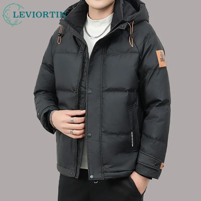 Men's Hooded Down Jacket Winter Fashion Loose Thickened Warm Down Coats Casual Men Camping Outdoor Waterproof Hiking Jacket