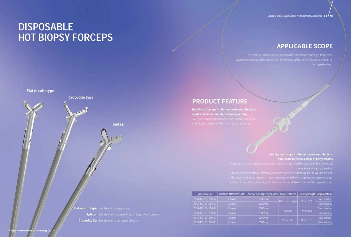 

DISPOSABLE HOT BIOPSY FORCEPS，Endoscopy Diagnosis Treatment Accessories，Hot biopsy forceps for tissue specimen collection