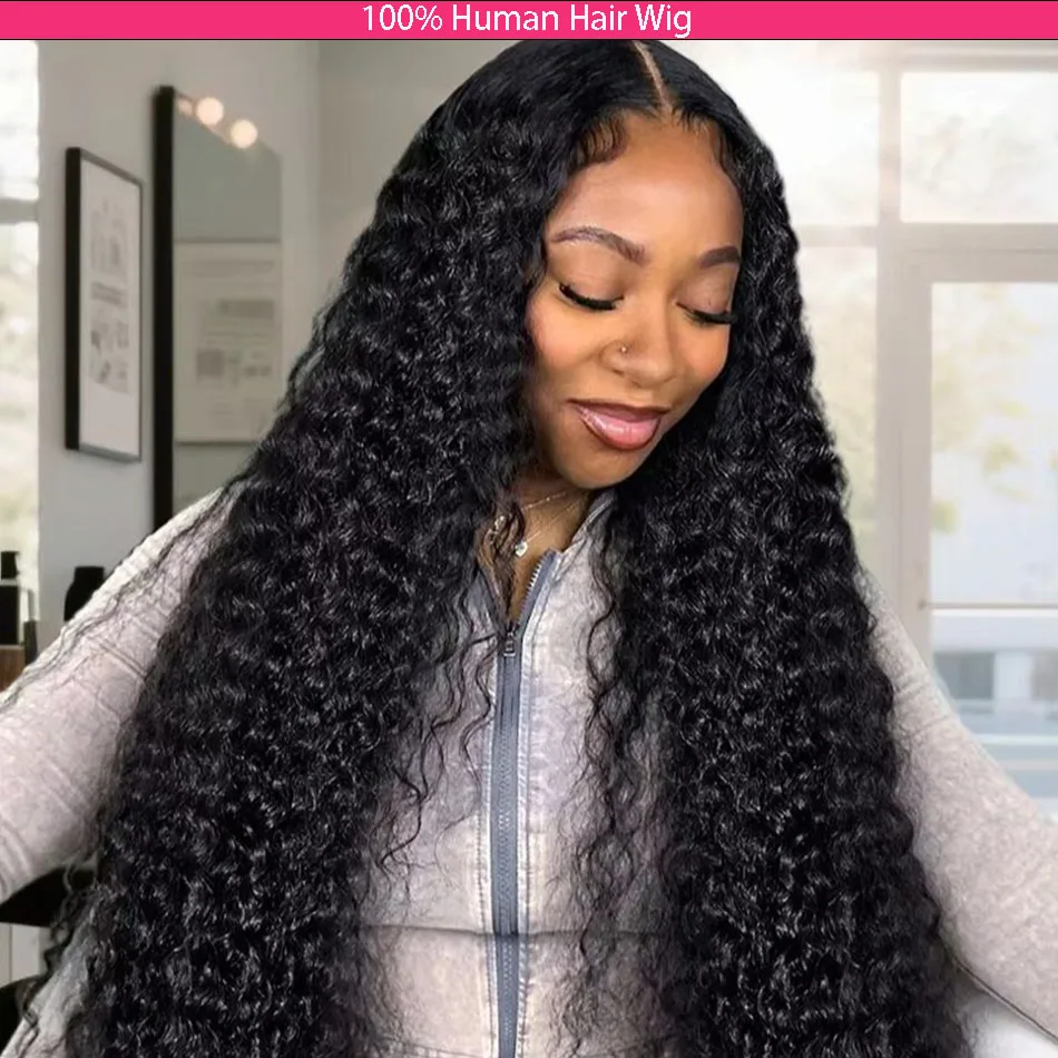 

Deep Wave Transparent Frontal Wig Human Hair Curly 13x6 HD Lace Front Wigs For Women Natrual Black 100% Brazilian Human Hair Wig