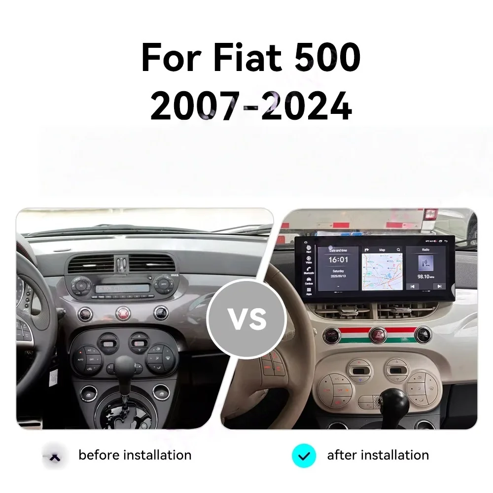 

Multimedia Android Radio Stereo Receiver Player For Fiat 500 2007-2024 Digital Cluster Wireless Carplay Stereo DSP Bluetooth GPS