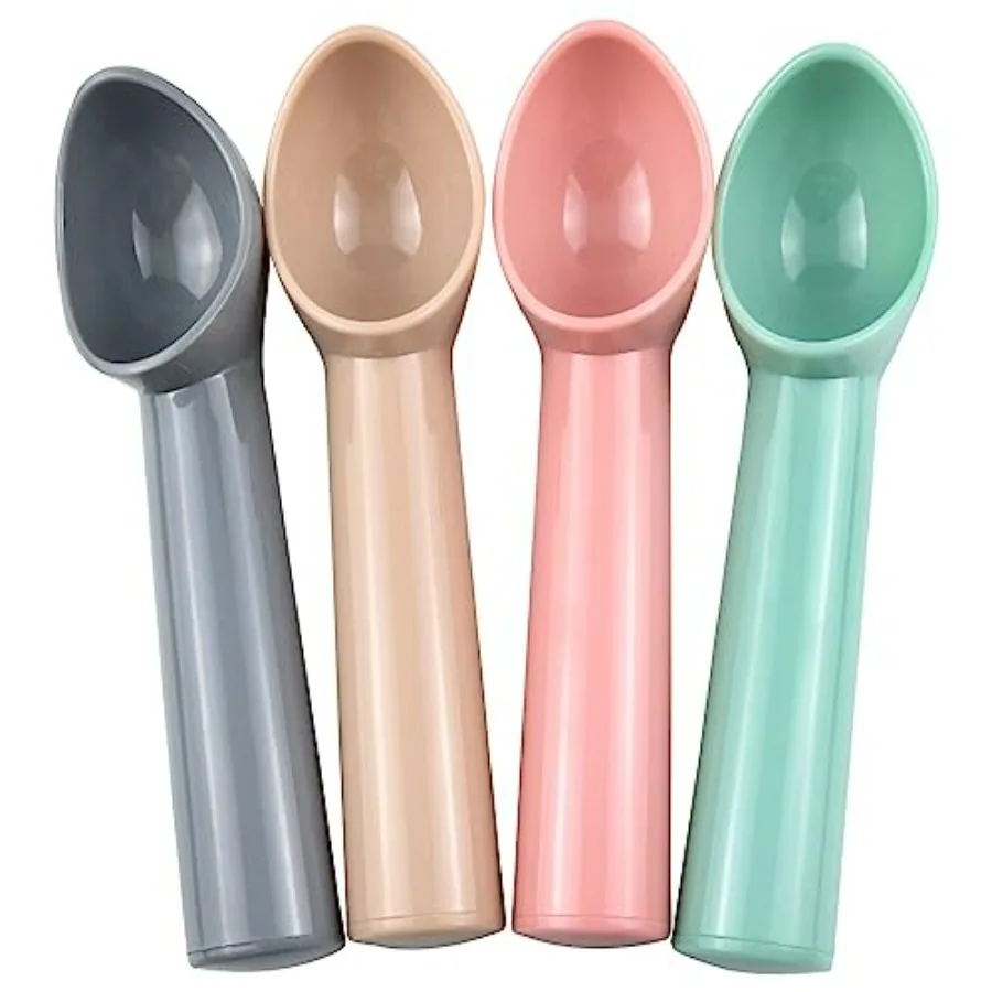 Cucharas de plástico duraderas para helado/Cucharas seguras y fiables para sandía/Cucharas para cupcakes para tiendas de postres, utensilios de cocina, color gris