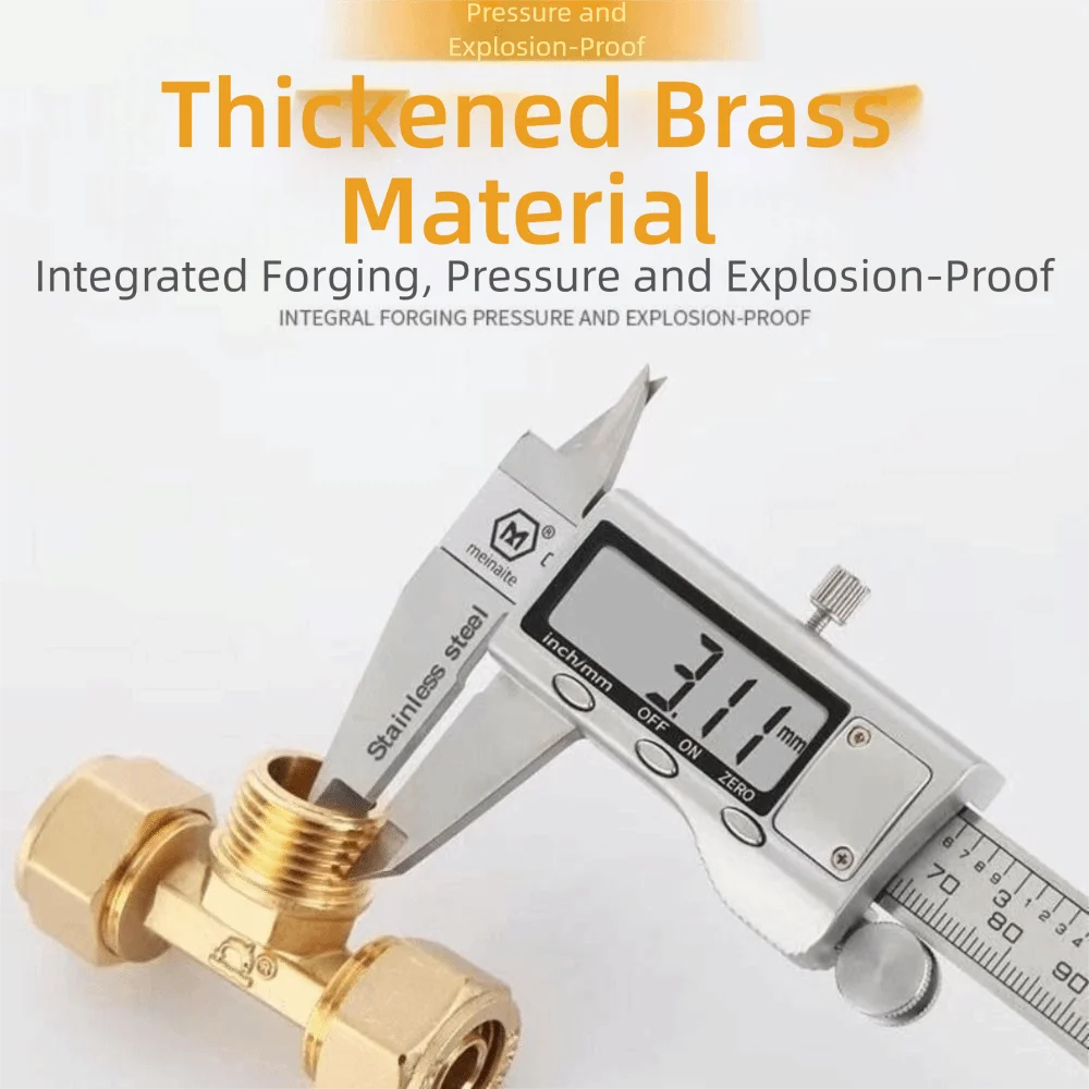 New Male/Female Thread Brass Pipe Fitting 2/3 Ways 1216 Pipe Connectors Aluminum Plastic Pipe Fittings Floor Heating