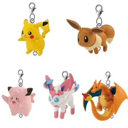 BANDAI Pokemon Gashapon Pikachu Charizard Clefairy Eevee Keychain Doll Pendant Collectible Toys Kids Gifts