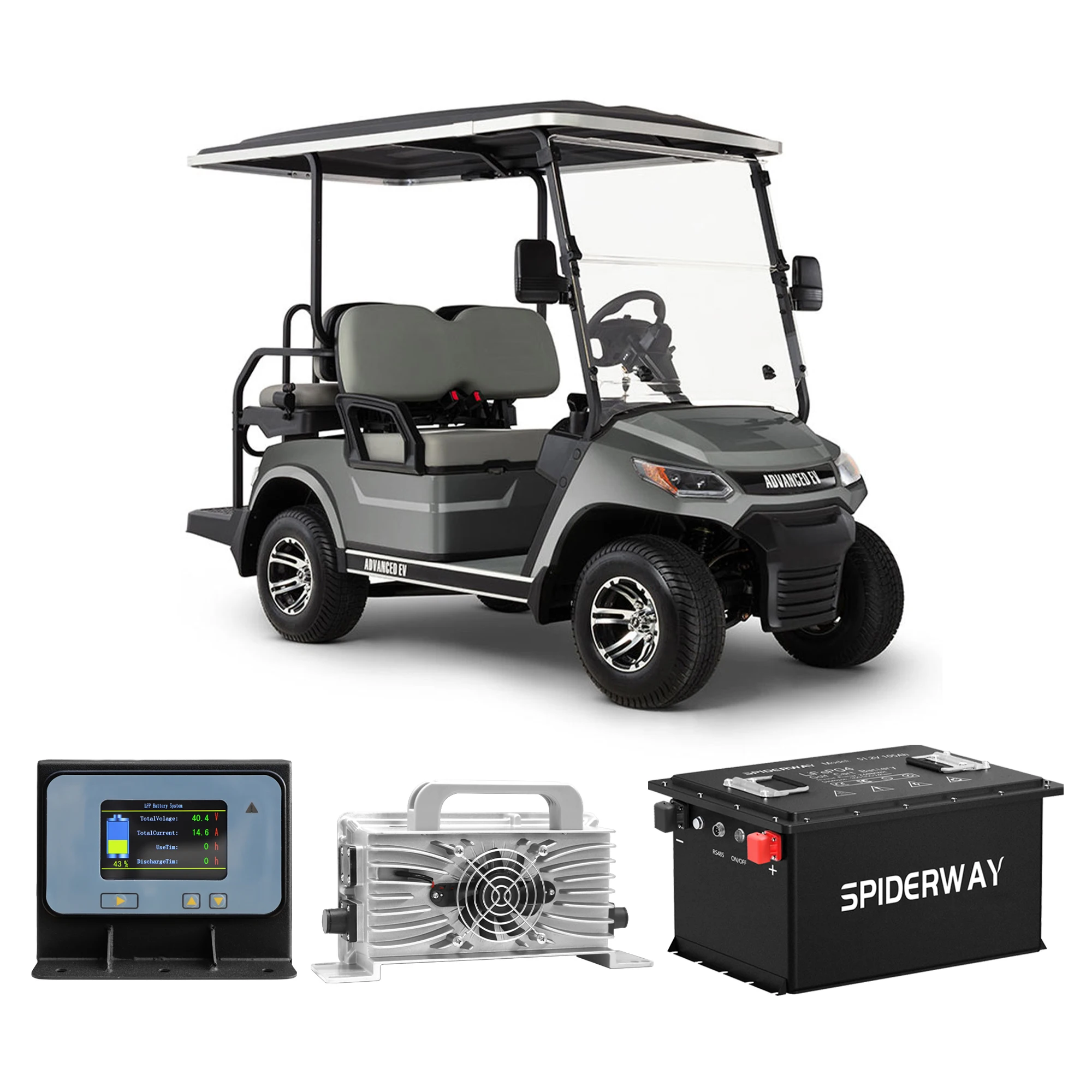 

48V 105Ah LiFePO4 Lithium Battery w/ Charger for Advanced EV ADVENT 2 4 4L 4F 6L, Built-in 200A BMS and Bluetooth Max 10.24kW