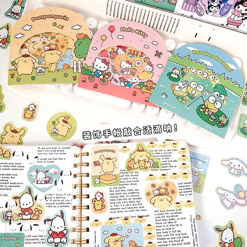 Imagem -06 - Sanrio Kitty Pochacco Adesivos Melodia Keroppi Scrapbooking Diário Faça Você Mesmo Adesivo Decorativo Papelaria Etiqueta Presente 35 Pacotes por Lote