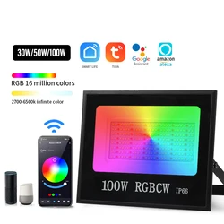 Inteligentny reflektor szerokostrumieniowy LED RGBCW, zewnętrzny reflektor szerokostrumieniowy reflektor szerokostrumieniowy dziedziniec krajobrazowy ściana zewnętrzna reflektor odblaskowy dla dekoracje świąteczne