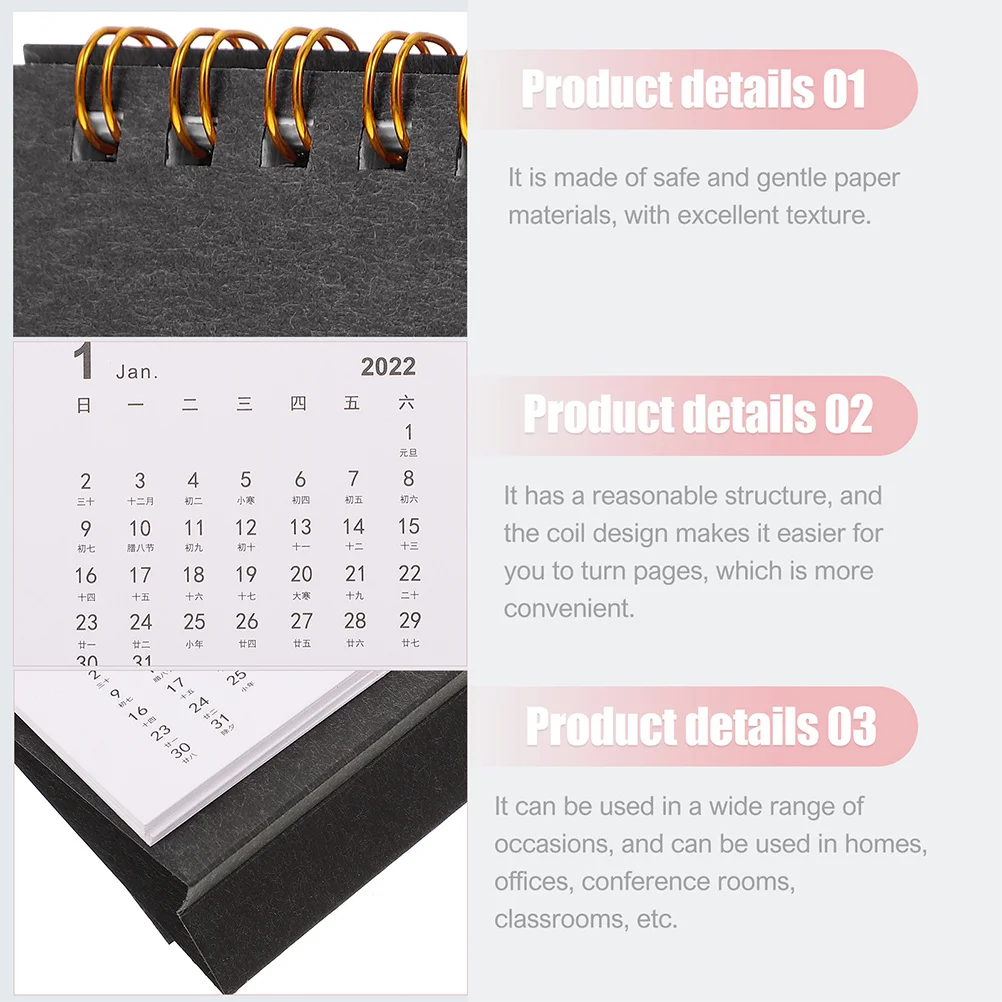 

2Pcs Mini Desk Calendar 2022 Paper Desktop Organizer Practical Office Planner Creative Stationery Desktop Calendar