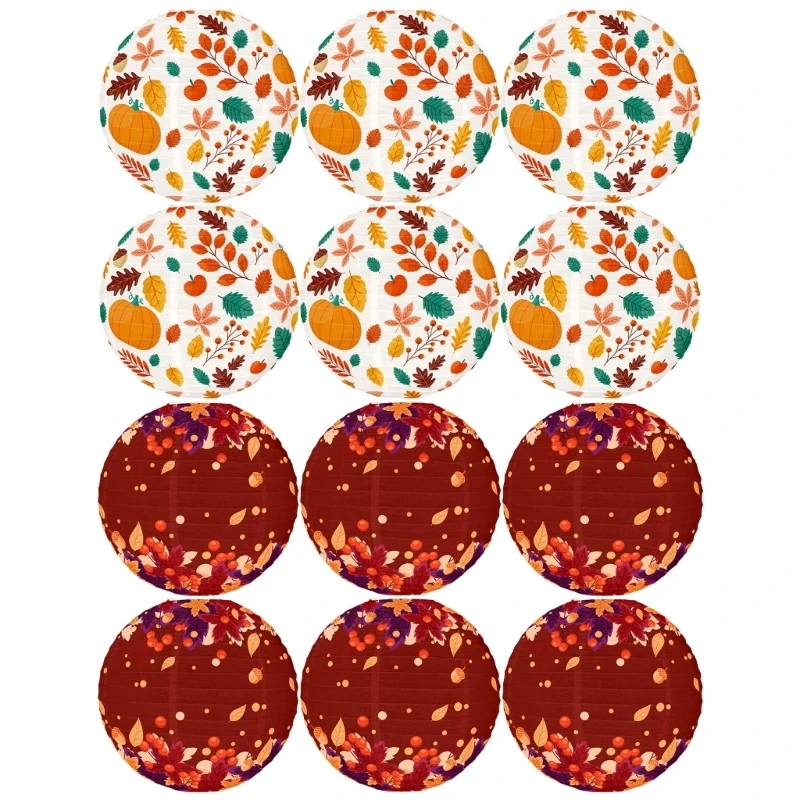 

Набор из 6 осенних тематических подвесных фонарей для вечеринок в помещении и на открытом воздухе, украшение для праздника для