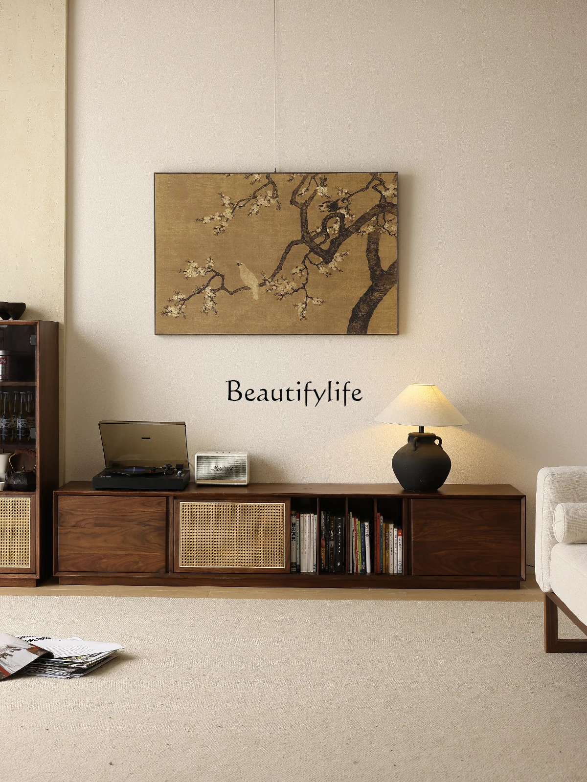 

**Североамериканский шкаф для телевизора из черного ореха, шкафчик для хранения вещей от пола до потолка, встроенный из массива дерева