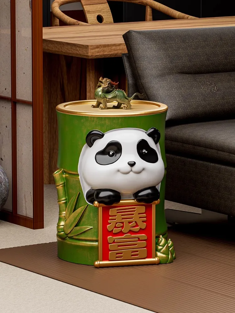 Furniture Bamboo Tube Shape Panda Side Table Floor Decoration Resin Sculpture Living Room Sofa Tea Tables Home Decor Customized
