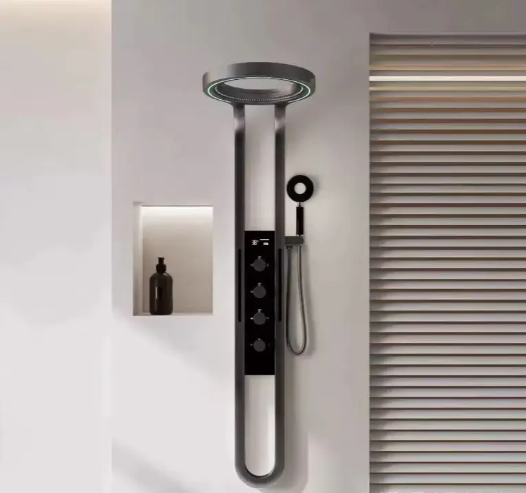 Hochwertiges, an der Wand montiertes Wasserfall-SPA-Massage-Duschkopf-Set mit Umgebungslicht und digitaler Anzeige, Hotel-Villa für den Hausgebrauch