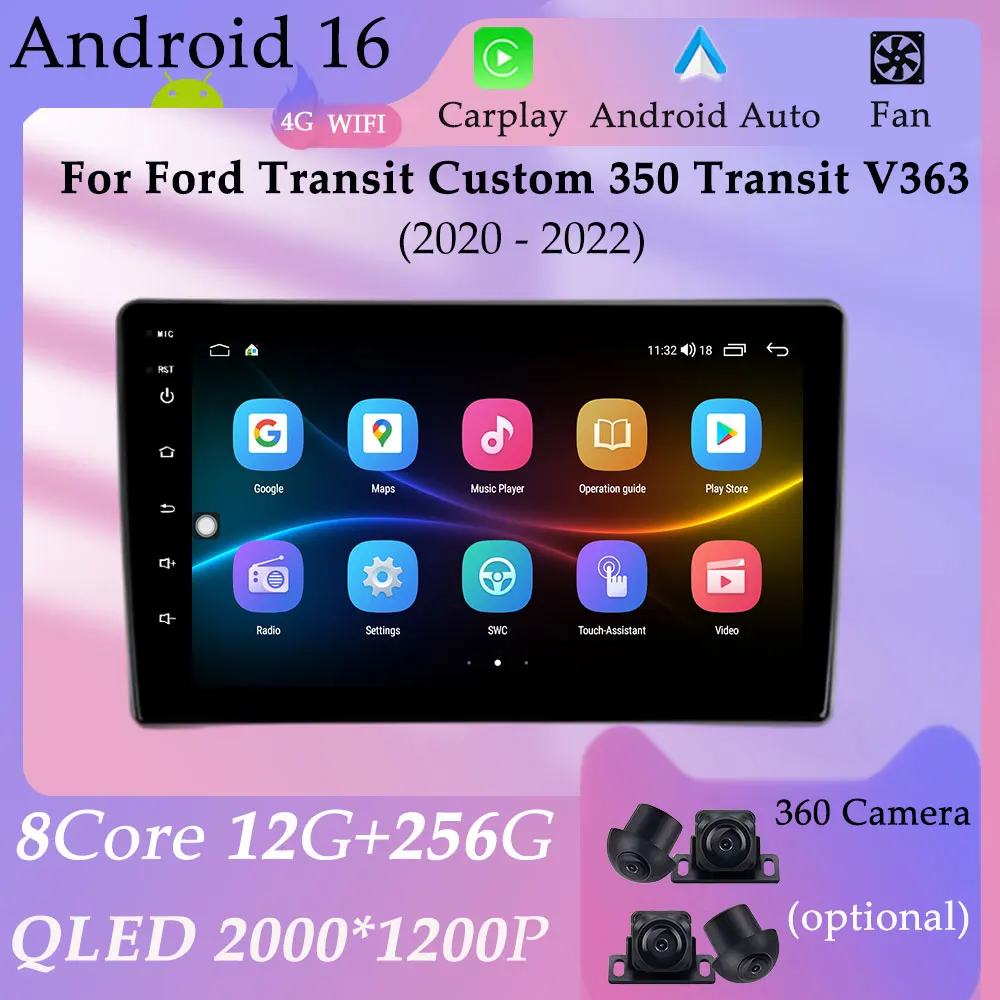 CarPlay Wired Android for Ford Transit Custom 350 Transit V363 2020 - 2022 GPS Navi Car Radio Multimedia Player WIFI DSP Stereo