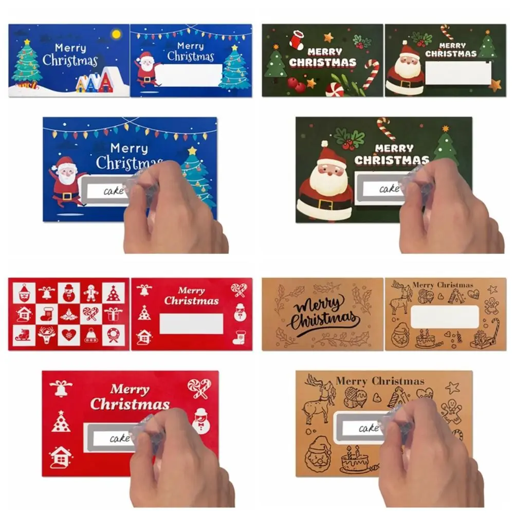 50 Uds. De diseños de Papá Noel y árbol, tarjetas navideñas para rascar, revestimiento opaco, etiquetas de regalo DIY, billetes de recompensa navideña, billete de rifa