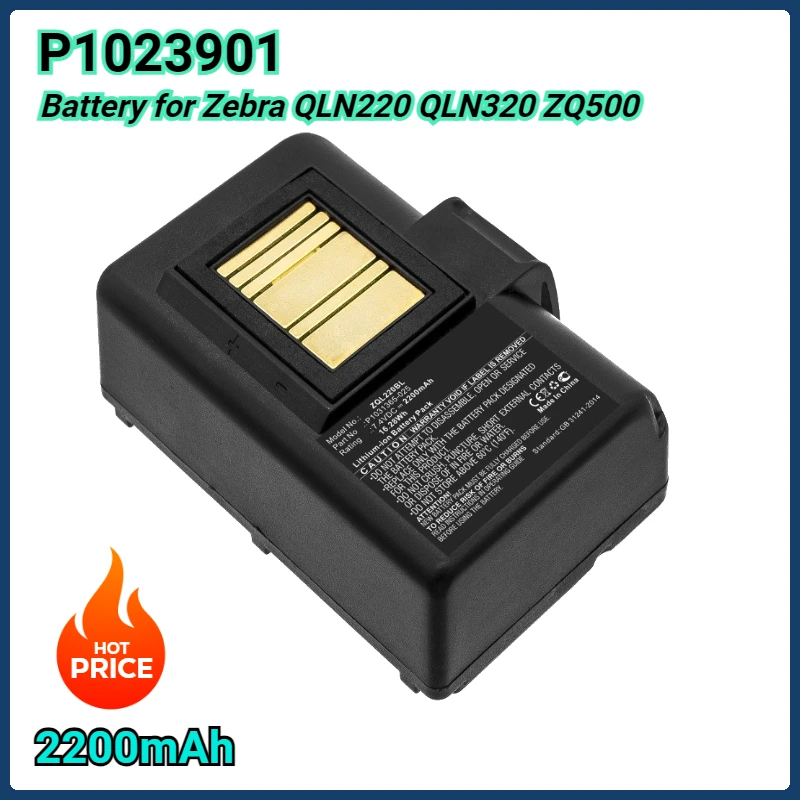 

2200mAh P1031365-025 Battery for Zebra QLN220 QLN320 ZQ500 ZQ510 ZQ520 AT16004 BTRY-MPP-34MA1-01 P1023901 P1023901-LF