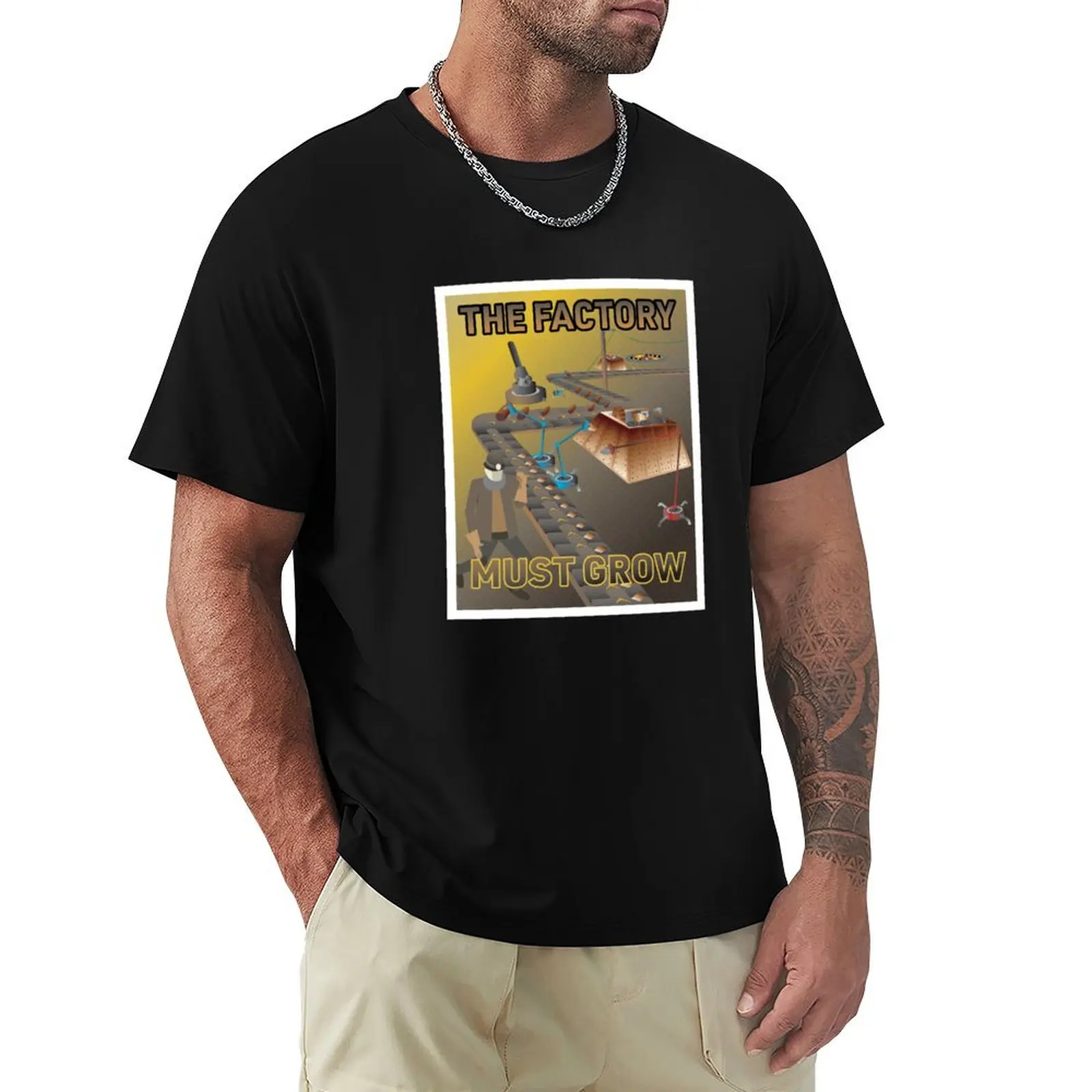 The Factory Must Grow - Factorio Poster T-Shirt Classic Crew Neck Cotton T-Shirt