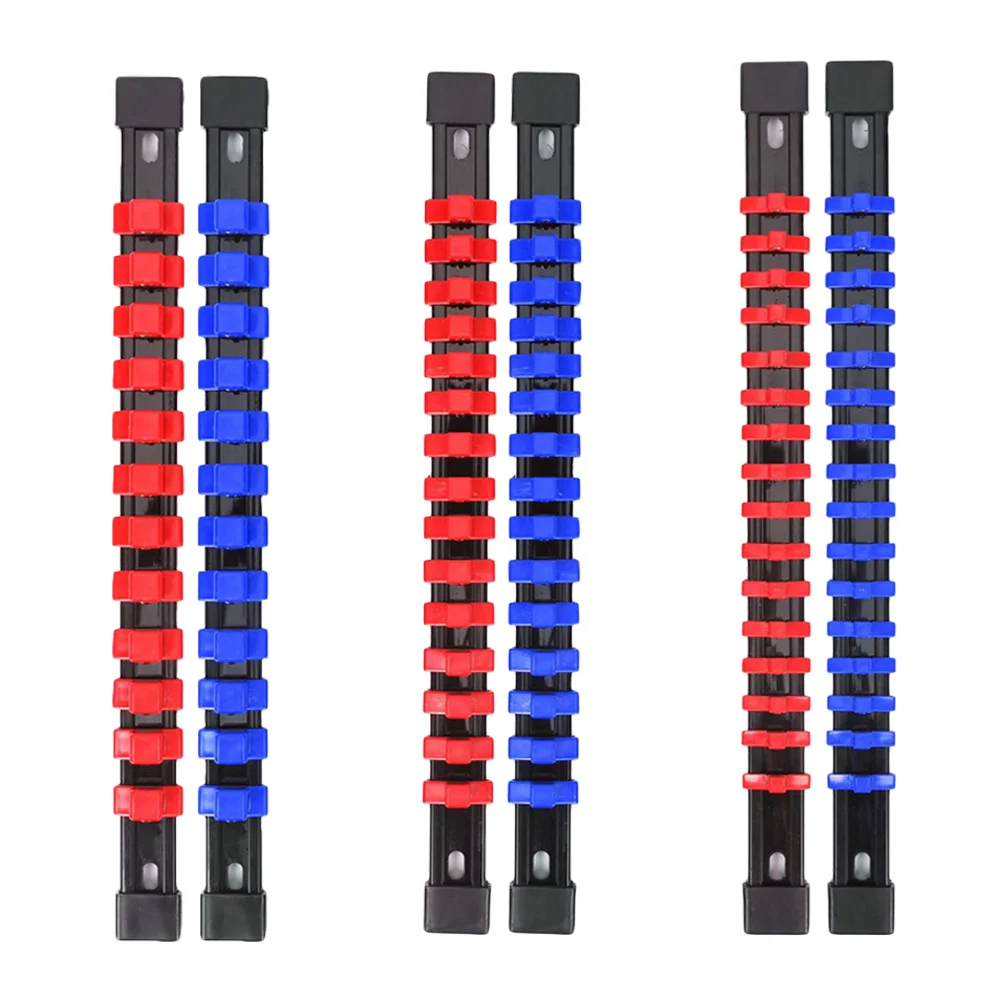 Organizer na nasadki 6 szt. 1/4”, 3/8”, 1/2” Przenośny uchwyt na szyny do skrzynki narzędziowej, tacki na nasadki, organizery do przechowywania nasadek, narzędzia ręczne