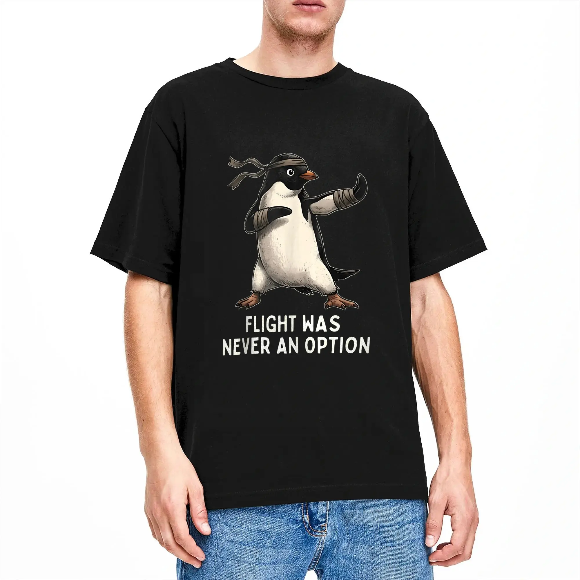 Flight was Never an Option Penguin T Shirt Summer  Trending T-Shirts 100% Cotton O Neck Oversized Clothing Short-Sleeve Tops