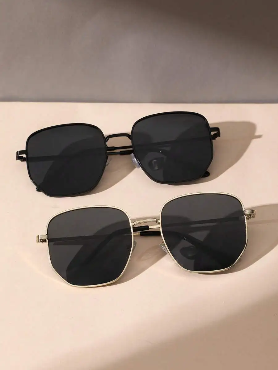 

Geometric Metal Frame Sunglasses for Women - Square Style, UV400 Protection