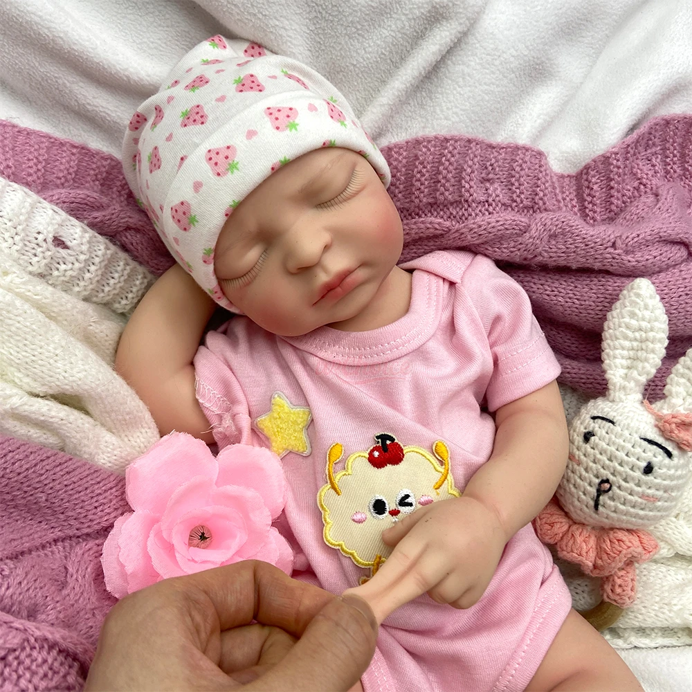 Handmade 44cm Open Mouth Flexible Silicone Reborn Girl Realistic Weighted Emotional Support Doll for Dementia Patients