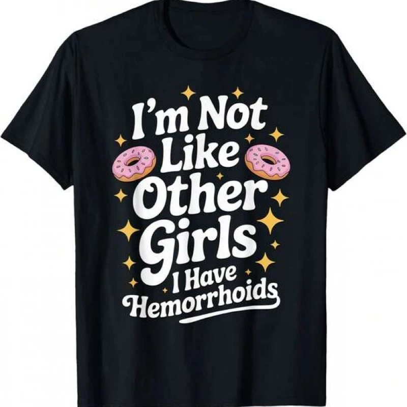 Embarrassing Shirt Hemorrhoids Inappropriate Adult Humorous T-shirt Printed T-shirt Suitable for Casual and Sports Loose Fit