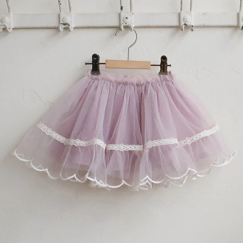 Korean Style Children's Girls Fashionable Wave Lace Edge Mesh Puffy Half Skirt Autumn 2025 Collection