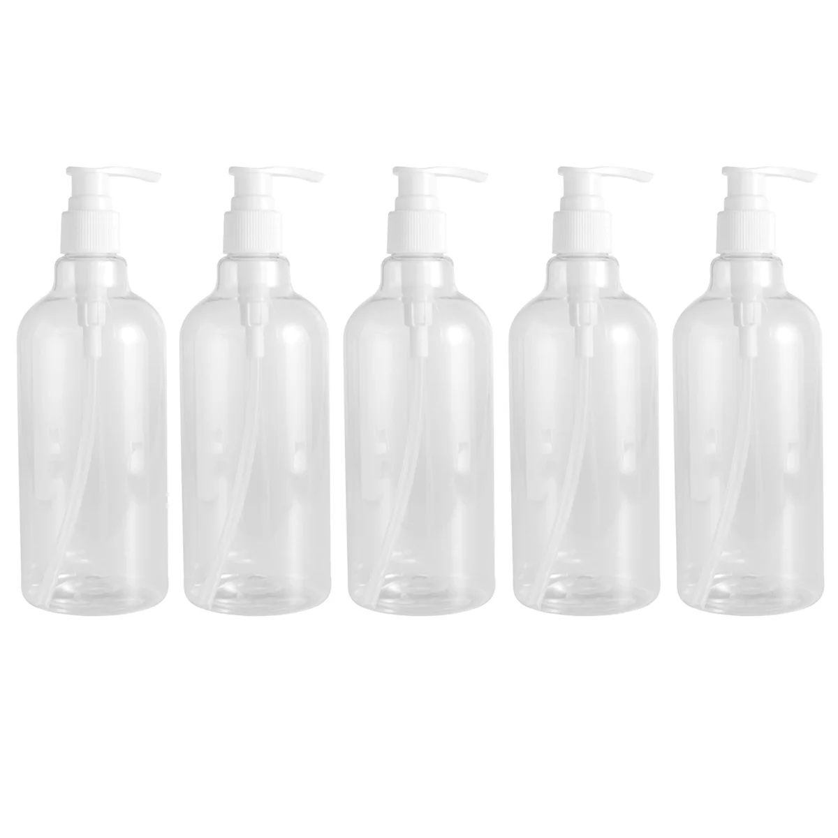 5 個 500 ミリリットル詰め替え可能なプレスポンプボトル透明シャンプーディスペンサー浴室キッチンホテル用サブパッケージング容器
