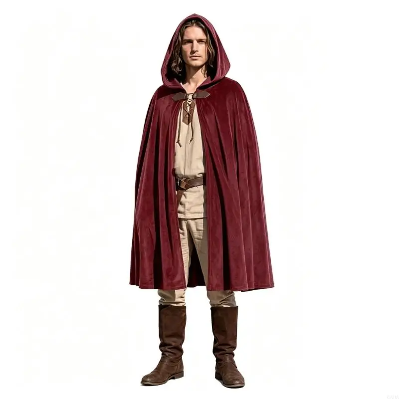 Soft-Textured Medieval Costume Cloak for Parties and Cosplay 6XDA