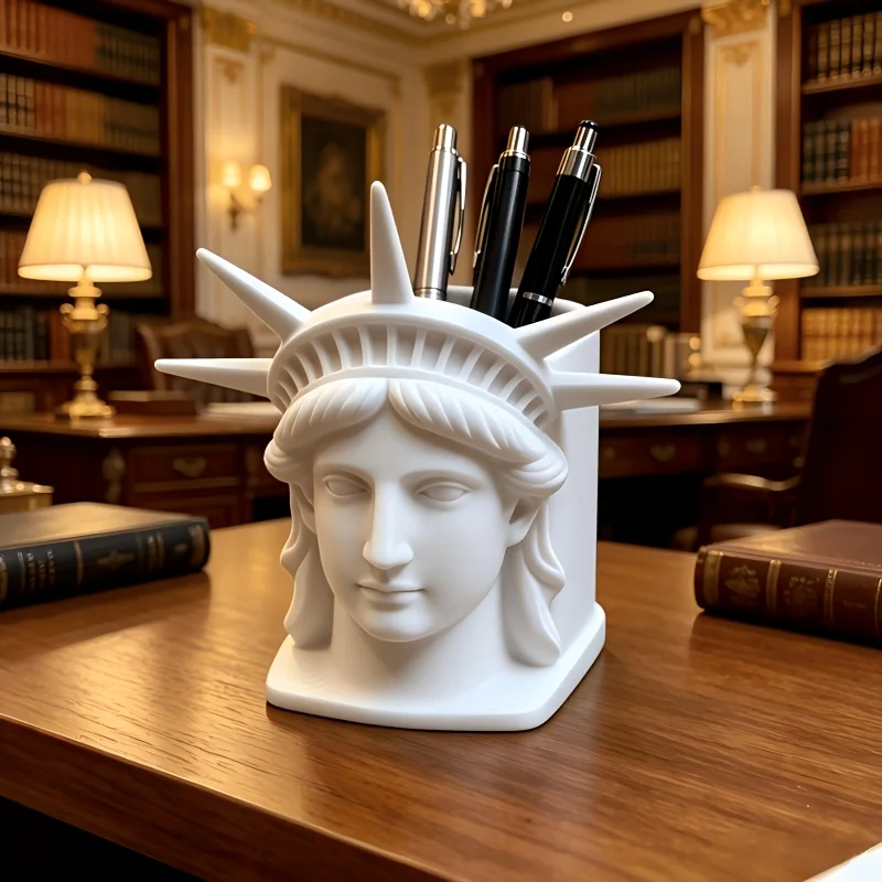 Creative Pen Holder 3D Printed Statue Stationery Office Desktop Storage Box and Student Stationery Organizer Office Accessories