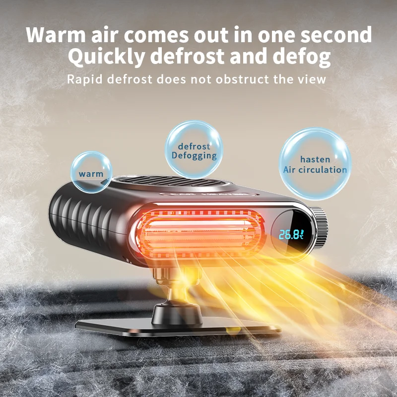 

Display Temperature Car Heater 12V/24V Portable Defogger Defroster Heater Fan 150W Dryer Windshield Defogger Accessories