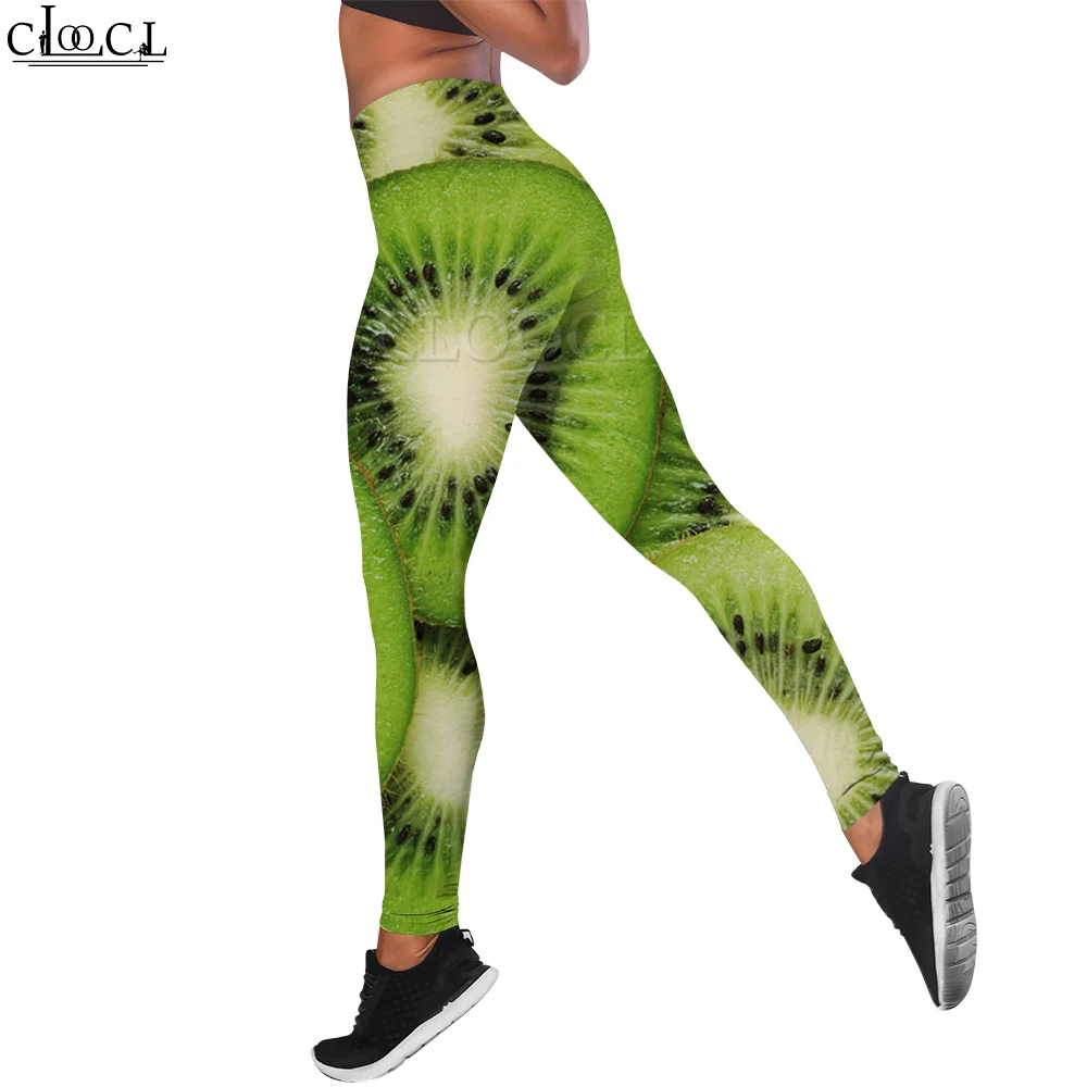 CLOOCL-Leggings informales a la moda para mujer, pantalones con estampado 3D de rodajas de Kiwi deliciosas, mallas sin costuras para entrenamiento de gimnasio