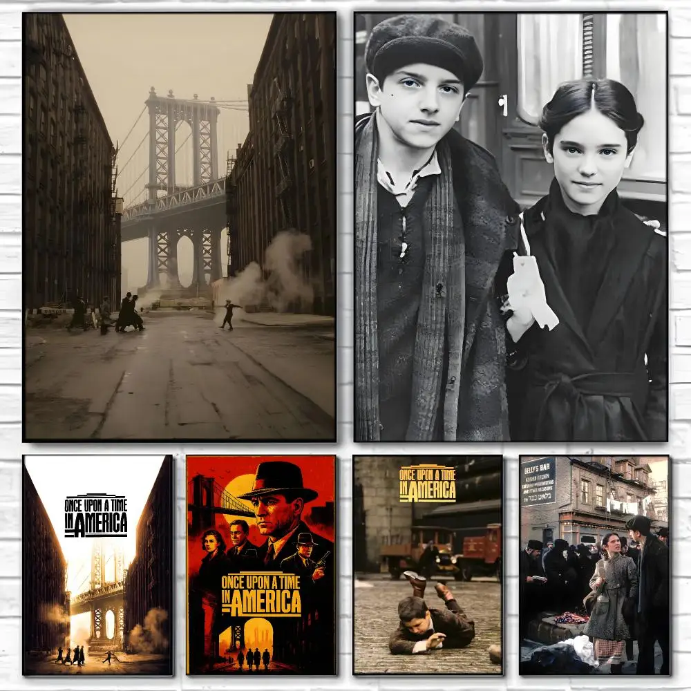 Gangster Film O-Once Upon a Time in America Poster  High-definition Art Sticker Self Adhesive Waterproof Home Decoration