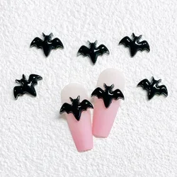 30 Uds. De accesorios de colgantes para uñas de murciélago negro 3D, piezas para decoración de uñas de Halloween, suministros de diseño, Material, herramienta de decoración de manicura