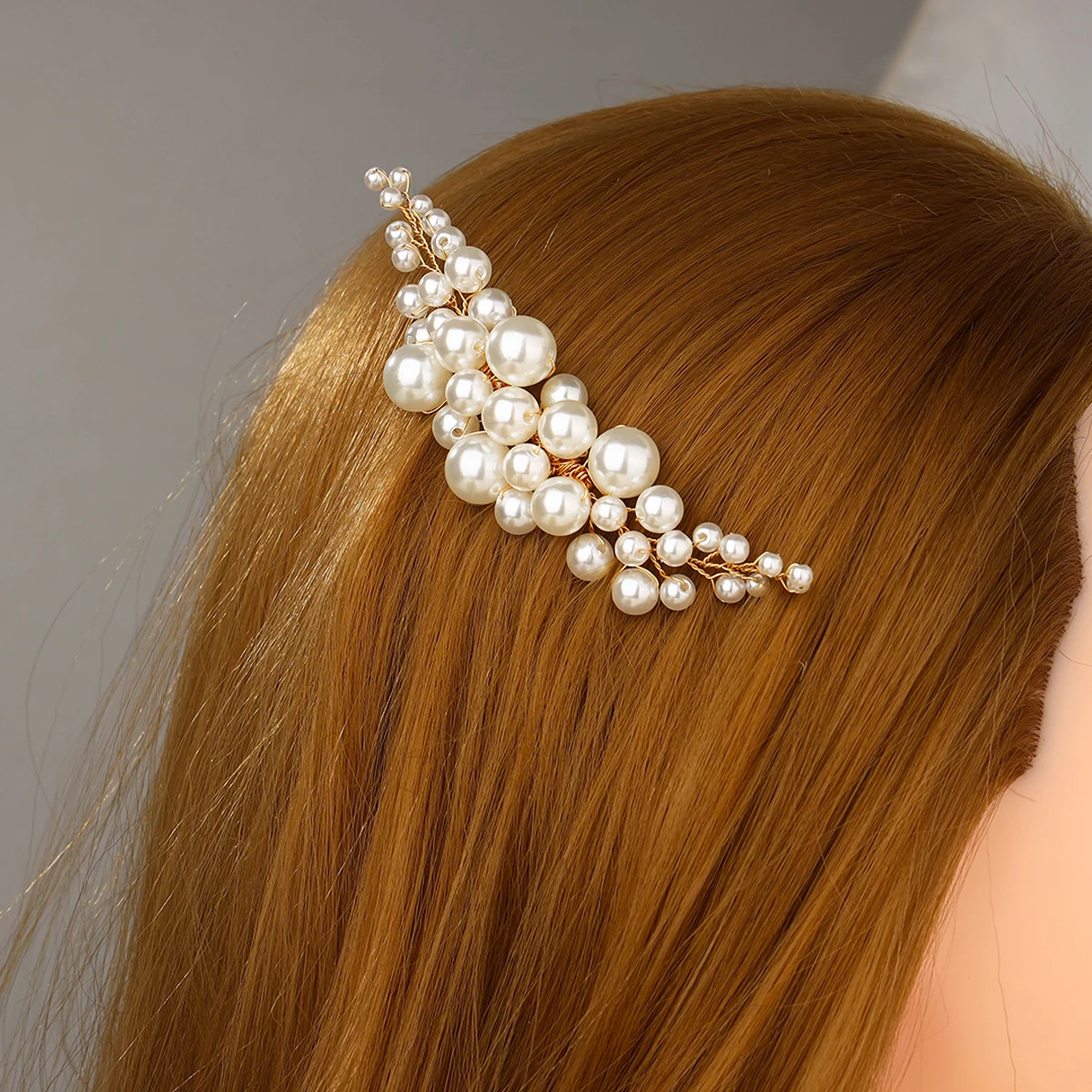 Elegant pearl wedding hair comb bridal side comb piece wedding hair ornament for women and girls(Gold)