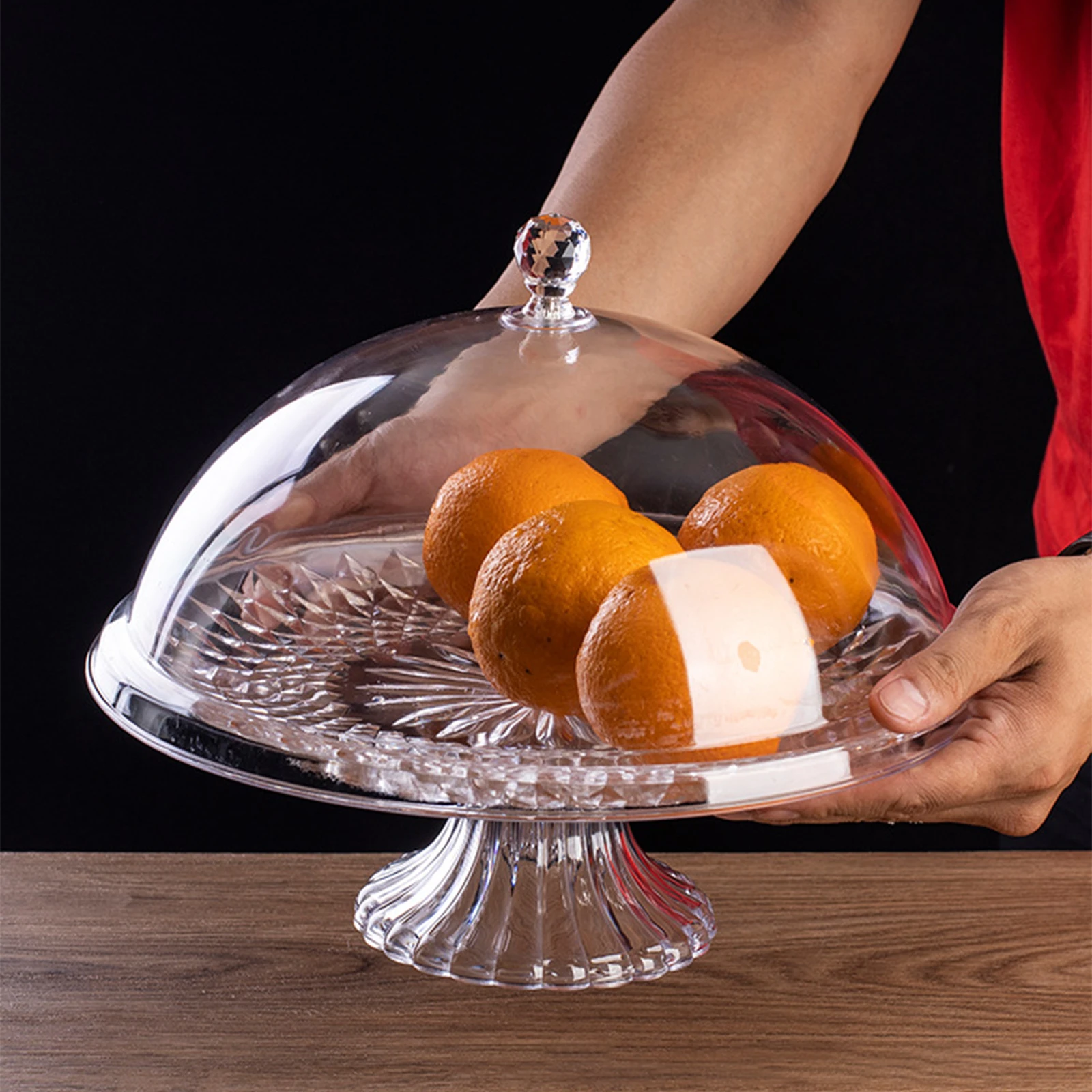 

Cake Plate with Dome Serving Cookie Platter Drop Resistant Protective Dessert Storage Cake Stand for Dining Rooms