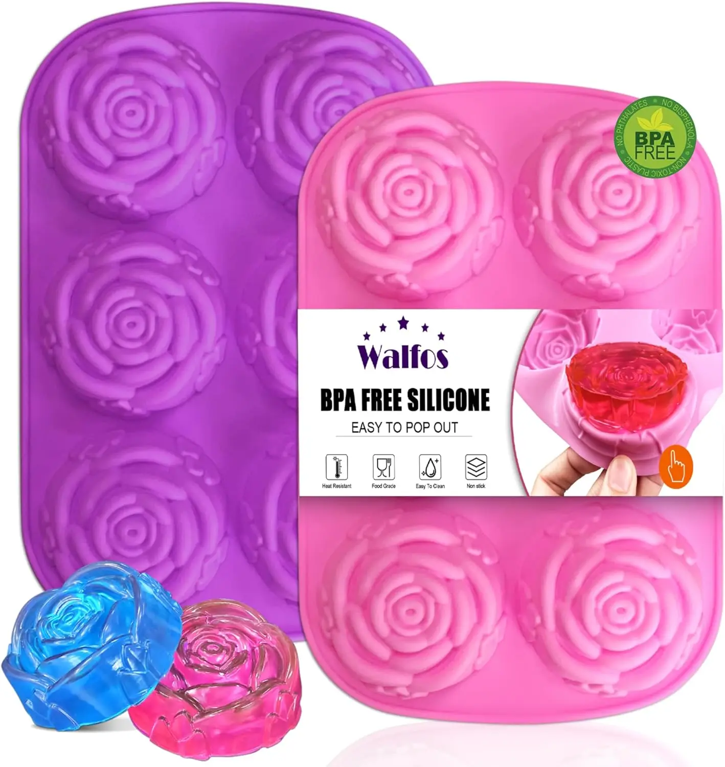 

Rose Ice Cube Mold 2.8 Inch,Soap Mold, Make 12 Cute Flower Shape Ice. BPA Free and Dishwasher Safe.Easy to Pop out.Perfect for S