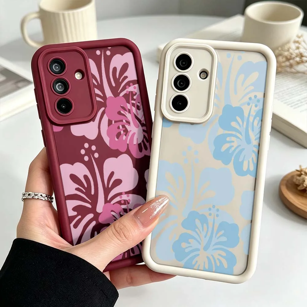 Simple Hibiscus Pattern For Samsung Galaxy A73 A57 A56 A55 A54 A53 A52s A37 A36 A35 A33 A17 A16 A07 A06 A05 Phone Case