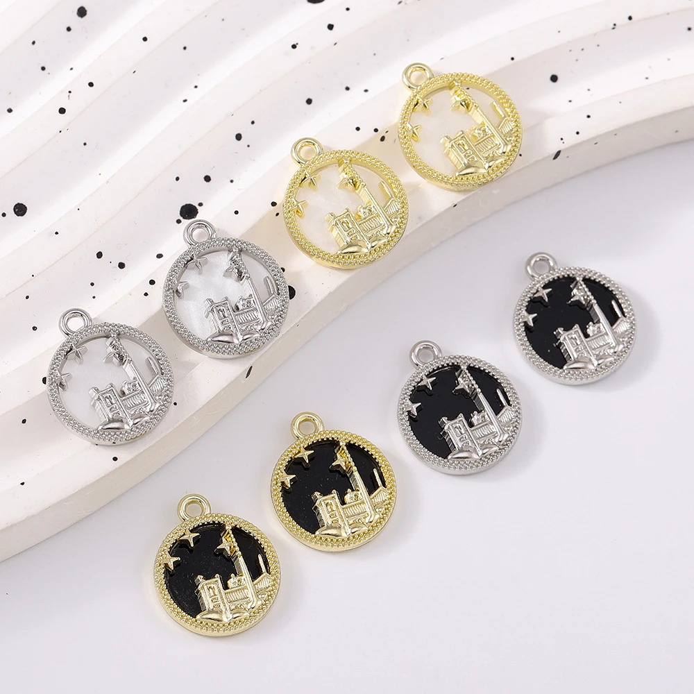 

5pcs Fashion Enamel Castle Charms Pendants for Jewelry Making Necklace Earrings Bracelet DIY Handmade Accessories Supplies