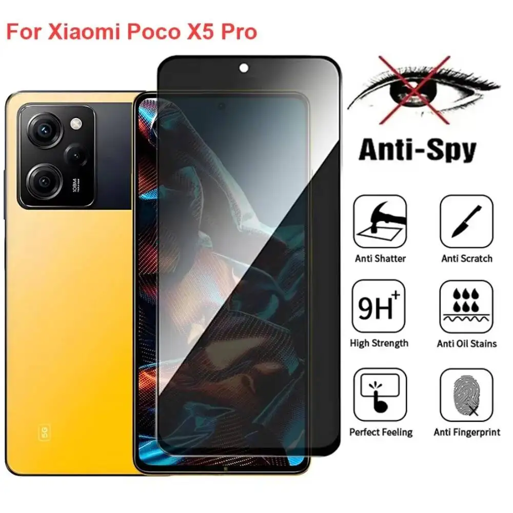

For Xiaomi Poco X5 Anti Spy Privacy Tempered Glass Protector Compatible For Pocox5 Pro Full Cover Screen Phone Film