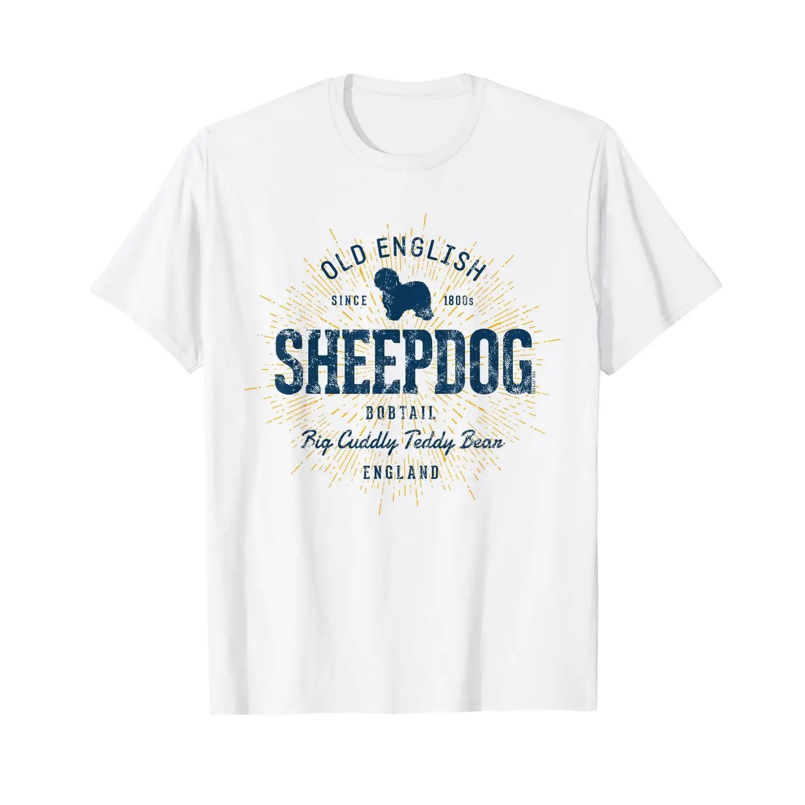 Camiseta Bobtail Vintage Old English Sheepdog, estilo vintage, lavada, suave, informal, cómoda, elástica, para hombre, para uso diario