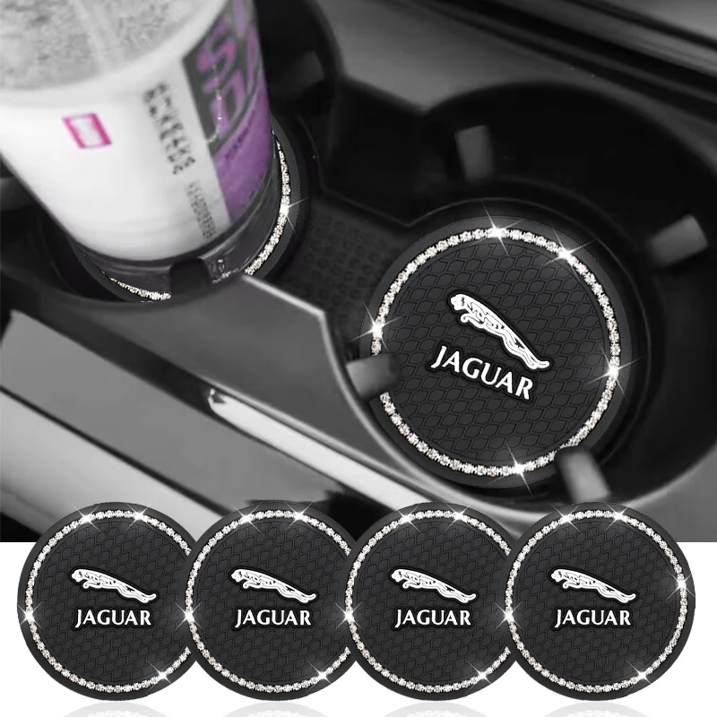 Car Non-slip Water Cup Pad Diamond Rhinestone Bling Decoration For Jaguar-XE XF F-PACE I-PACE E-PACE F-PACE S-TYPE Accessories