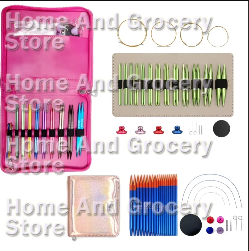 

1 Набор сменных круглых спиц для вязания, в комплекте фотоаксессуары, алюминиевые короткие круглые спицы для вязания 3,0 мм-6,5 мм