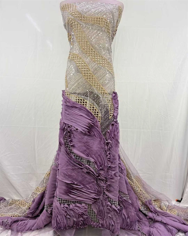 قماش دانتيل مطرز بالترتر الأفريقي الفاخر 2026 جودة عالية العريس النيجيري الزفاف الزفاف التطريز الفرنسية تول المواد