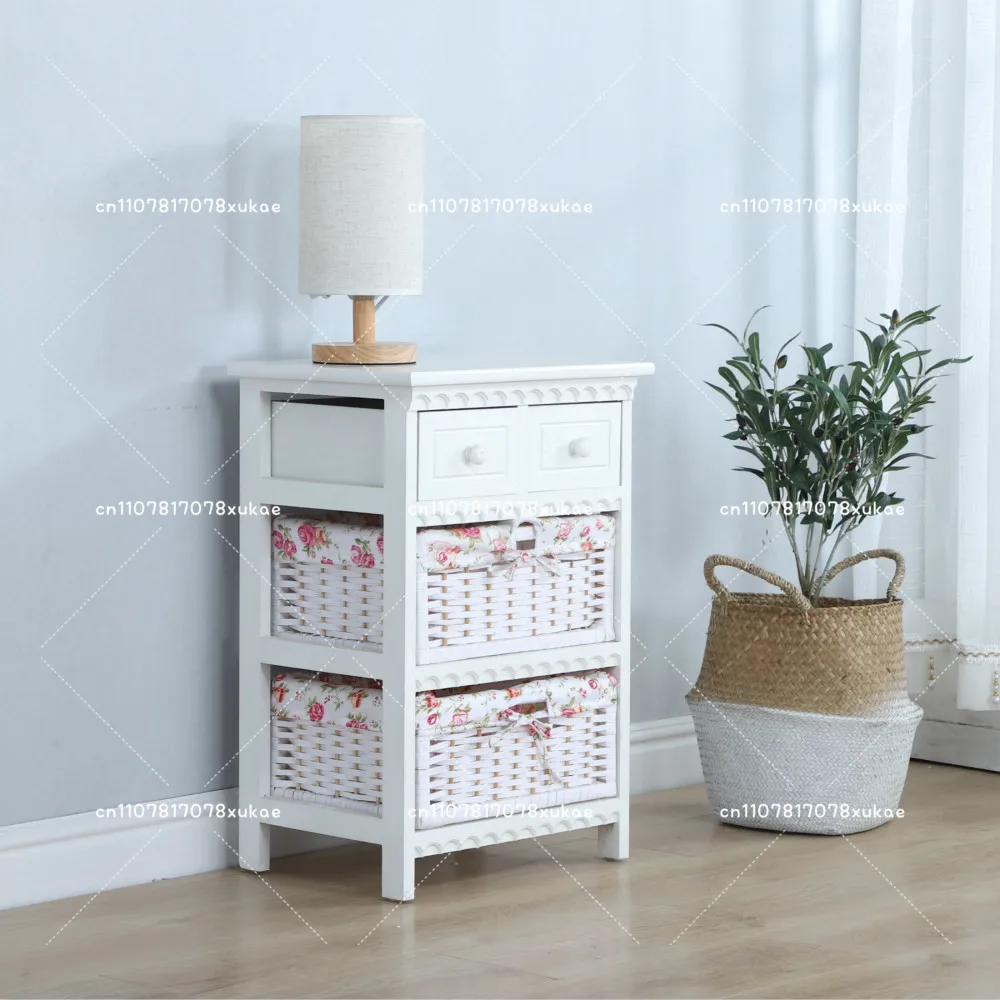 

Multi Story Modern Countryside Bedside Table, Solid Wood Storage Cabinet, Mini Storage Cabinet, Bedroom Simple Decoration Cabine