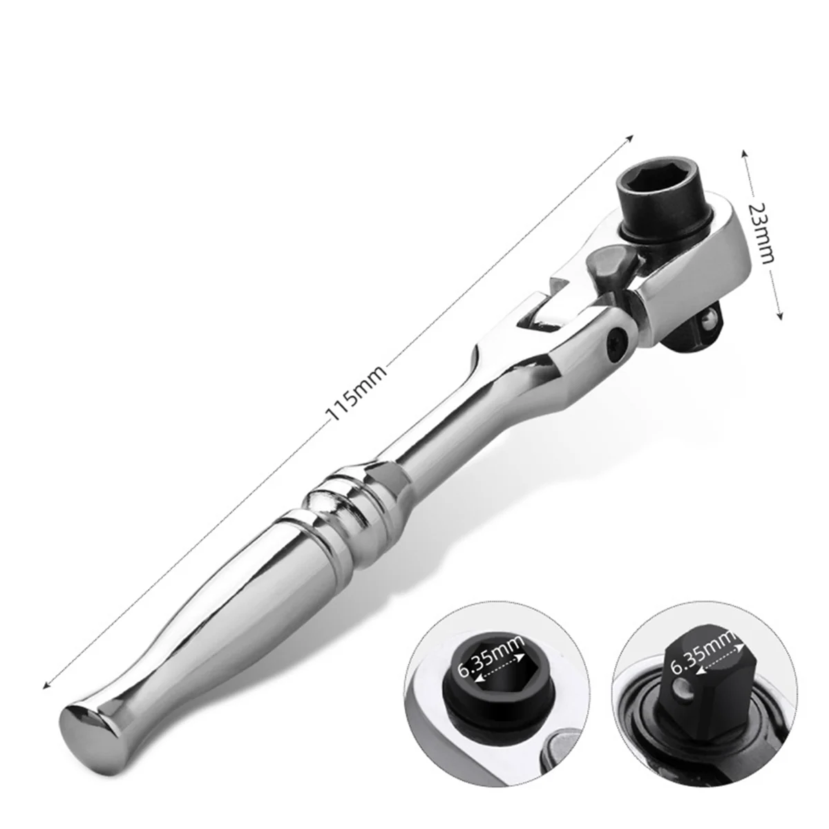 2-In-1 Round Handle Ratchet Wrench 1/4 Double Ended 72 Teeth Quick Spanner Tool Screwdriver Socket Bit