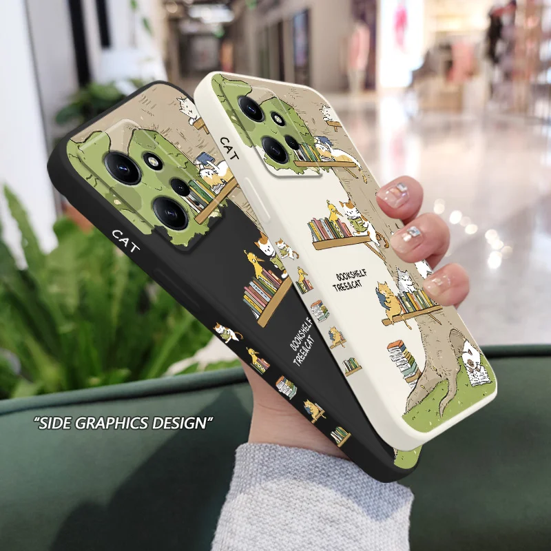 Big Tree Kitten Phone Case For Xiaomi Redmi Note 13 12 12S 11 11S 10 10T 10S 9 9S 8 7 Pro Plus 4G 5G Liquid Silicone Cover