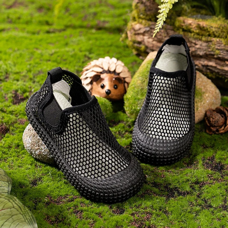 

Детские сандалии для девочек, сетчатые дышащие летние туфли для мальчиков, модные Лоскутные детские повседневные пляжные сандалии для прогулок, Нескользящие