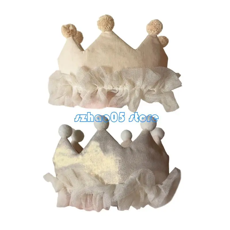 

85LE Comfortable Infant Birthday Crown Headband for Girls Celebration Headdress Props